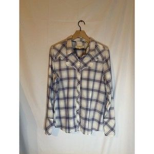 Stetson Women’s Pearl Snap Yoke Metallic Western Plaid Shirt Size XL